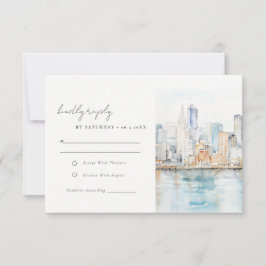 San Francisco Watercolor Landscape Wedding RSVP Kaartje