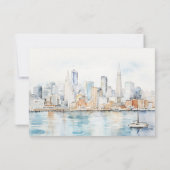 San Francisco Watercolor Landscape Wedding RSVP Kaartje (Achterkant)