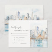 San Francisco Watercolor Landscape Wedding RSVP Kaartje (Voorkant / Achterkant)