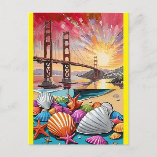 San Francisco Watercolor Painting, Golden Gate Bri Briefkaart (Voorkant)