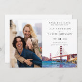 San Francisco Watercolor Photo Wedding Save The Date (Voorkant / Achterkant)