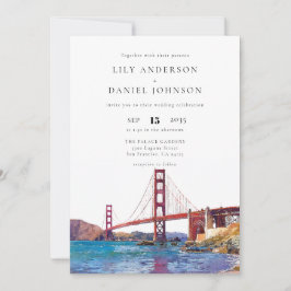 San Francisco Watercolor QR Code Wedding Kaart