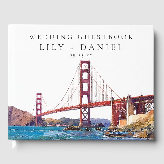 San Francisco Watercolor Wedding Gastenboek (Voorkant)