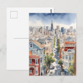 San Francisco waterverf kunst Briefkaart (Voorkant / Achterkant)