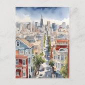 San Francisco waterverf kunst Briefkaart (Voorkant)