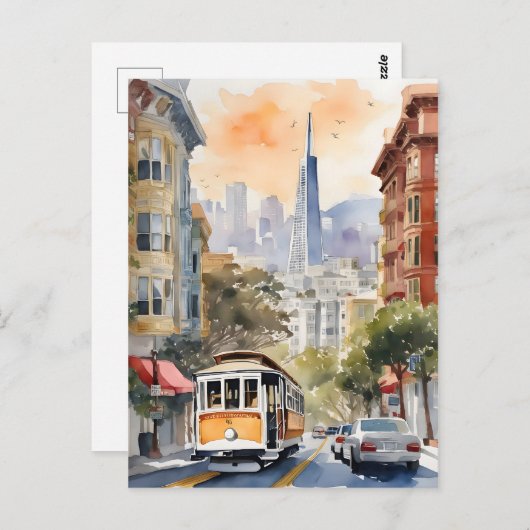 San Francisco waterverf kunst Briefkaart (Voorkant / Achterkant)