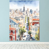 San Francisco waterverf kunst Canvas Afdruk (Insitu (Houten vloer))