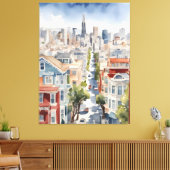 San Francisco waterverf kunst Canvas Afdruk (Insitu (Woonkamer))