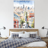 San Francisco waterverf kunst Canvas Afdruk (Insitu (Slaapkamer))