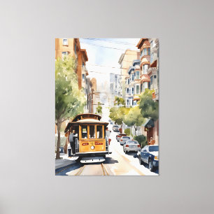 San Francisco waterverf kunst Canvas Afdruk