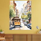 San Francisco waterverf kunst Canvas Afdruk (Insitu (Woonkamer))