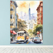 San Francisco waterverf kunst Canvas Afdruk (Insitu (Houten vloer))