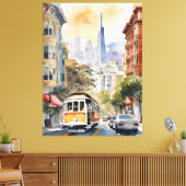 San Francisco waterverf kunst Canvas Afdruk (Insitu (Woonkamer))
