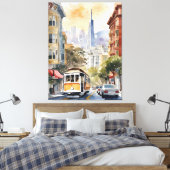 San Francisco waterverf kunst Canvas Afdruk (Insitu (Slaapkamer))