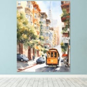 San Francisco waterverf kunst Canvas Afdruk (Insitu (Houten vloer))