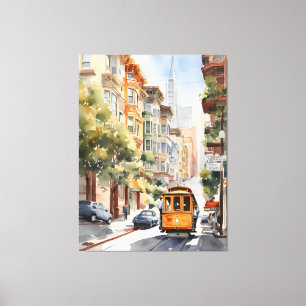 San Francisco waterverf kunst Canvas Afdruk