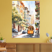 San Francisco waterverf kunst Canvas Afdruk (Insitu (Woonkamer))