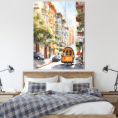 San Francisco waterverf kunst Canvas Afdruk (Insitu (Slaapkamer))
