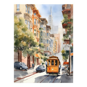San Francisco waterverf kunst Foto Afdruk