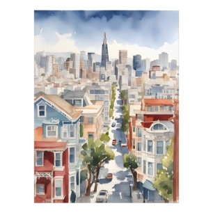 San Francisco waterverf kunst Foto Afdruk