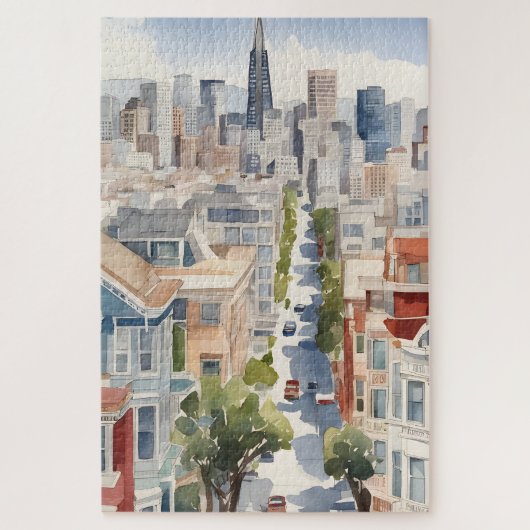San Francisco waterverf kunst Legpuzzel (Verticaal)