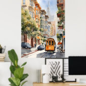 San Francisco waterverf kunst Poster (Thuiskantoor)