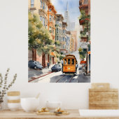 San Francisco waterverf kunst Poster (Keuken)
