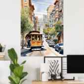San Francisco waterverf kunst Poster (Thuiskantoor)