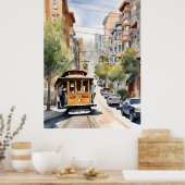 San Francisco waterverf kunst Poster (Keuken)