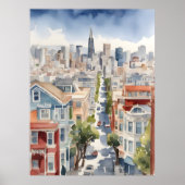 San Francisco waterverf kunst Poster (Voorkant)