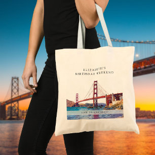 San Francisco-waterverf-verjaardagsweekend Tote Bag