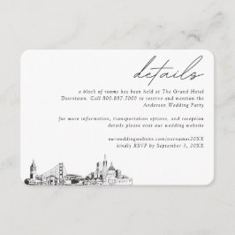 San Francisco Wedding Hotel Kamer Blok Details Informatiekaartje
