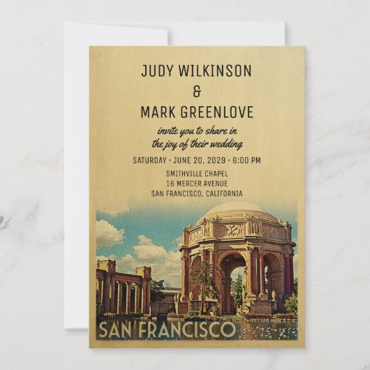 San Francisco Wedding Invitation Palace Fine Arts Kaart (Voorkant)