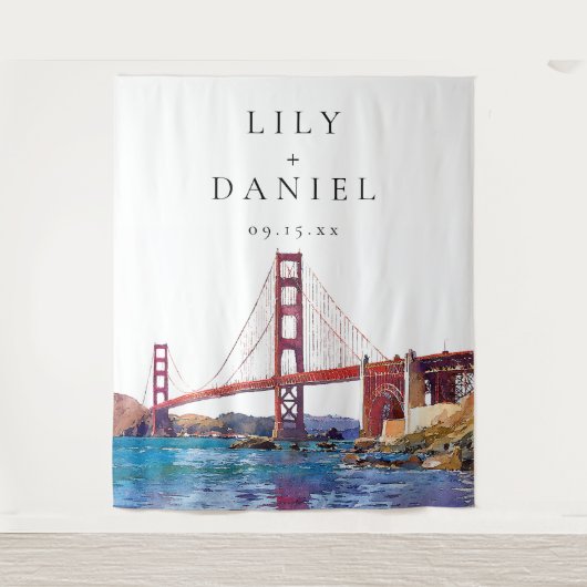 San Francisco Wedding Photo Backdrop Wandkleed (Voorkant)