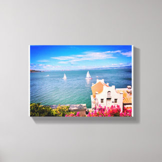San Francisco zeilboten op de baai Canvas Afdruk