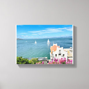San Francisco zeilboten op de baai Canvas Afdruk