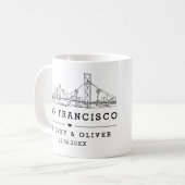San Franciso Skyline – Custom Wedding favor Koffiemok (Voorkant links)