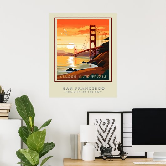 San Fran's Golden Gate Bridge Reizen Poster (Thuiskantoor)