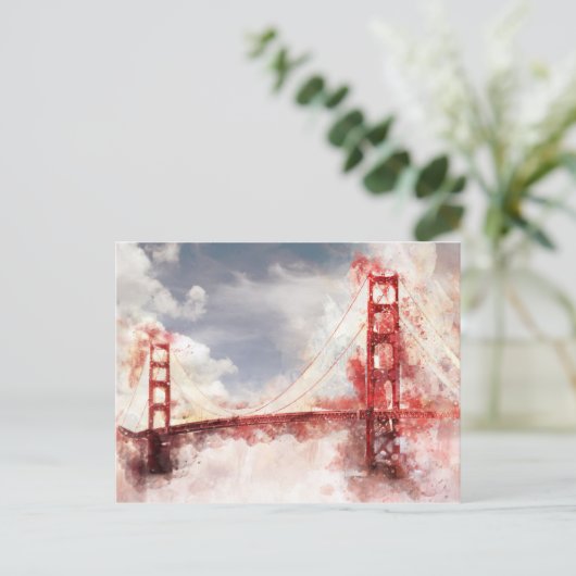 San Fransisco Golden Gate Bridge waterverf Briefkaart (Staand voorkant)