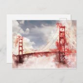 San Fransisco Golden Gate Bridge waterverf Briefkaart (Voorkant / Achterkant)
