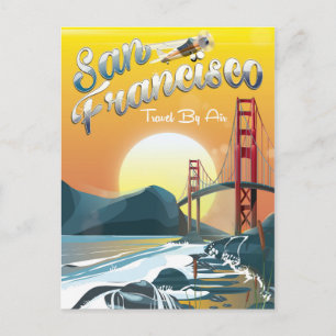 San Fransisco "Reizen per vliegtuig" Gouden Zonson Briefkaart