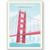 San Fransisco, VS - Vintage Travel Poster Sticker (Voorkant)