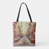 San Fransisco Waterverf CIty Scape Aangepaste teks Tote Bag (Achterkant)