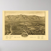 San Gabriel, CA Panoramic Map - 1893 Poster (Voorkant)
