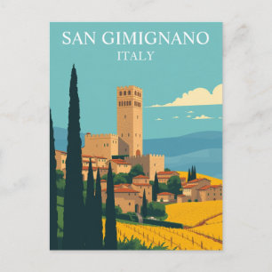 San Gimignano, Italië Middeleeuwse Vintage Kunst Briefkaart