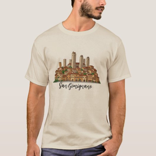 San Gimignano Italië Toscane Reizen T-shirt (Voorkant)