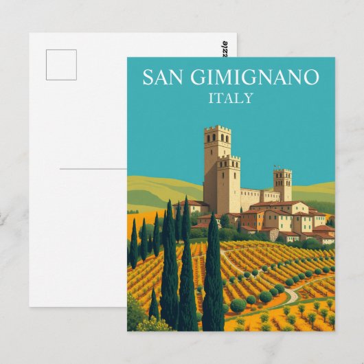 San Gimignano, Italië Towers Kunst Briefkaart (Voorkant / Achterkant)