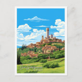 San Gimignano Italië vintage reisillustratie Briefkaart (Voorkant)