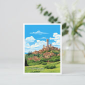 San Gimignano Italië vintage reisillustratie Briefkaart (Staand voorkant)