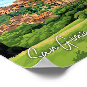 San Gimignano Italië vintage reisillustratie Poster (Hoek)